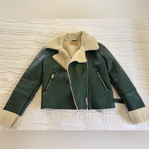 Blank NYC Forest Green Shearling-Lined Bomber Jacket